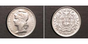 50 Сентаво Перша Португальська Республіка (1910 - 1926) Срібло 