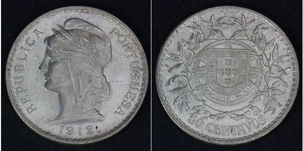 50 Сентаво Перша Португальська Республіка (1910 - 1926) Срібло 