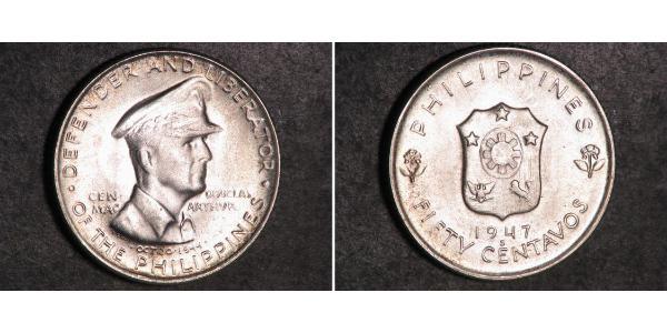 50 Сентаво Філіппіни Срібло Douglas MacArthur (1880 - 1964) 