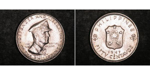 50 Сентаво Філіппіни Срібло Douglas MacArthur (1880 - 1964) 