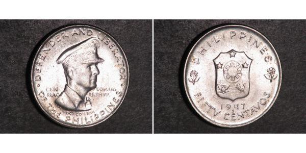 50 Сентаво Філіппіни Срібло Douglas MacArthur (1880 - 1964) 