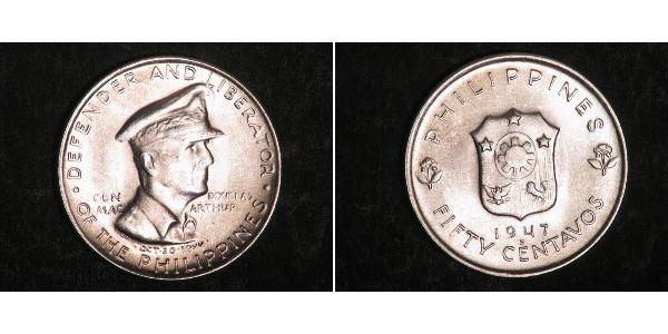 50 Сентаво Філіппіни Срібло Douglas MacArthur (1880 - 1964) 