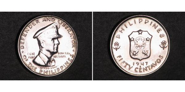 50 Сентаво Філіппіни Срібло Douglas MacArthur (1880 - 1964) 