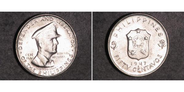 50 Сентаво Філіппіни Срібло Douglas MacArthur (1880 - 1964) 