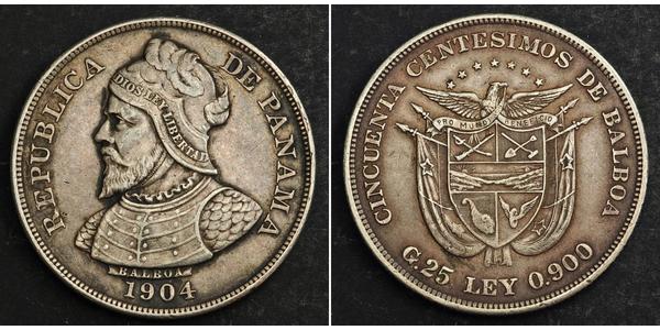 50 Сентесімо Панама Срібло Бальбоа Васко Нуньєс (1475 – 1519)