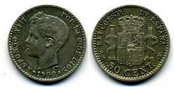 50 Сентимо Королевство Испания (1874 - 1931) Серебро Alfonso XIII of Spain (1886 - 1941)