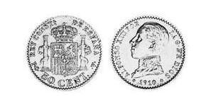 50 Сентімо Королівство Іспанія (1874 - 1931) Срібло Alfonso XIII of Spain (1886 - 1941)