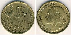 50 Франк Четвёртая французская республика (1946-1958) Бронза/Алюминий 