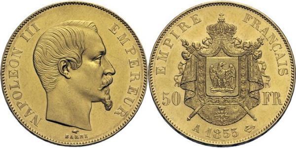 50 Франк Second French Empire (1852-1870) Золото Наполеон ІІІ Бонапарт (1808-1873)