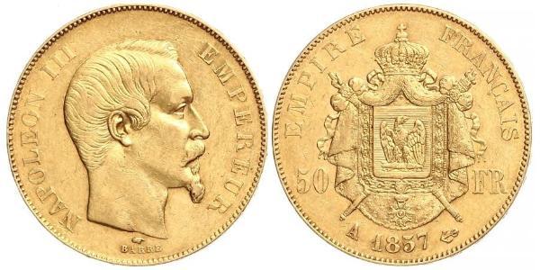50 Франк Вторая французская империя (1852-1870) Золото Наполеон III Бонапарт (1808-1873)