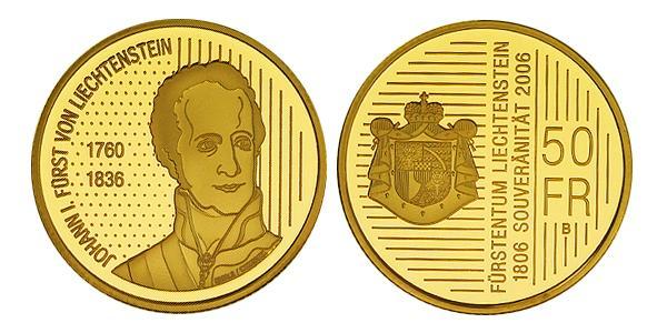 50 Франк Лихтенштейн Золото 