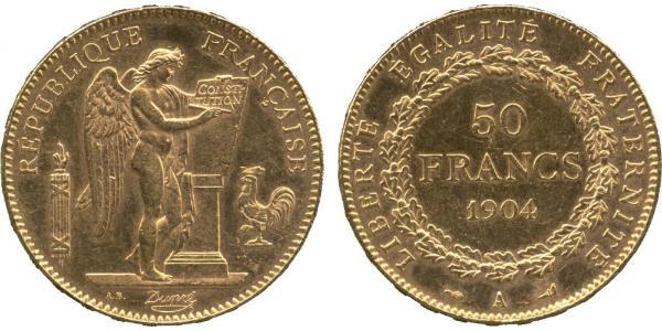 50 Франк Третя французька республіка (1870-1940)  Золото 