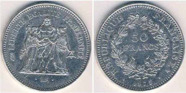 50 Франк French Fifth Republic (1958 - ) Срібло 