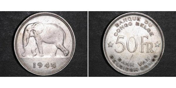 50 Франк Бельгійське Конго (1908 - 1960) Срібло 