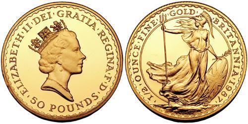 50 Фунт Великобритания (1922-) Золото Елизавета II (1926-2022)