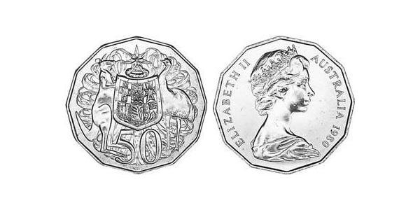 50 Цент Австралія (1939 - ) Нікель/Мідь Єлизавета II (1926-2022)