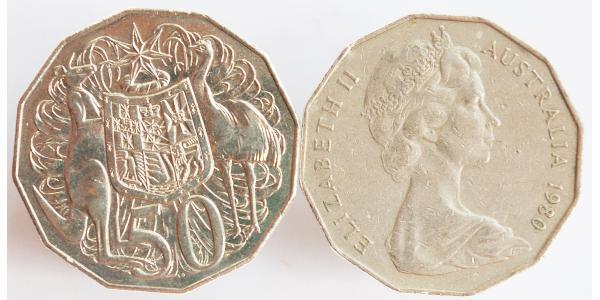 50 Цент Австралія (1939 - ) Нікель/Мідь 