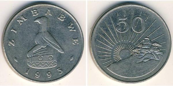 50 Цент Зимбабве (1980 - ) Нікель/Мідь 