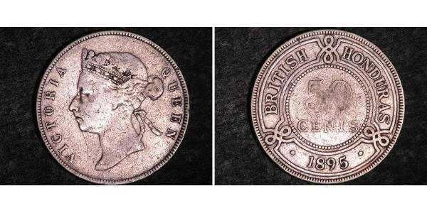 50 Цент Британский Гондурас (1862-1981) Серебро Виктория (1819 - 1901)