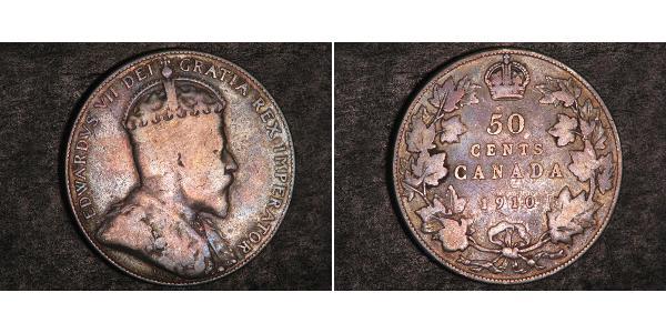 50 Цент Канада Серебро Эдуард VII (1841-1910)