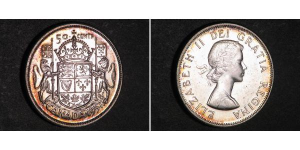 50 Цент Канада Серебро Елизавета II (1926-2022)