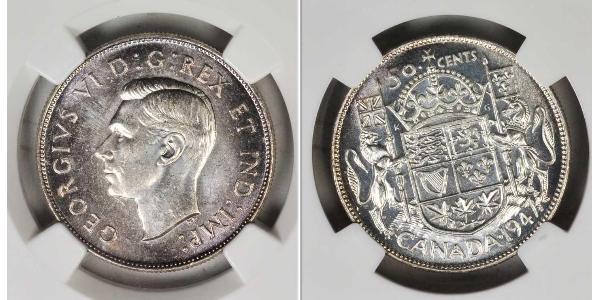50 Цент Канада Серебро Георг VI (1895-1952)