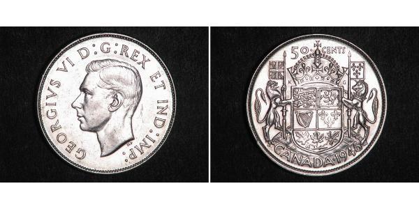 50 Цент Канада Серебро Георг VI (1895-1952)