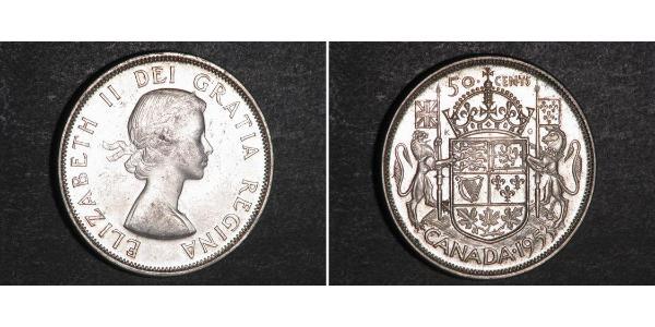 50 Цент Канада Серебро Елизавета II (1926-2022)