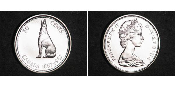 50 Цент Канада Серебро Елизавета II (1926-2022)
