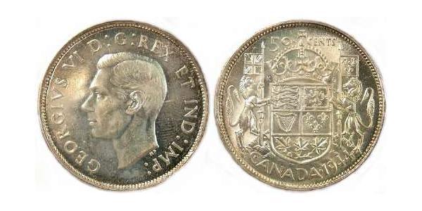 50 Цент Канада Серебро Георг VI (1895-1952)