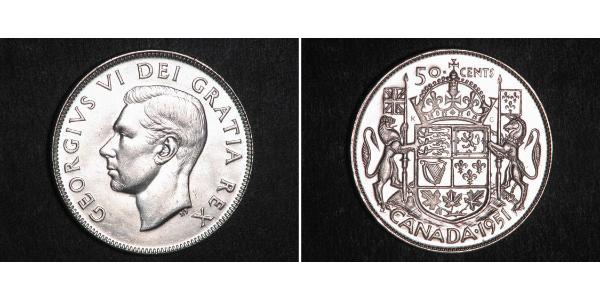 50 Цент Канада Серебро Георг VI (1895-1952)