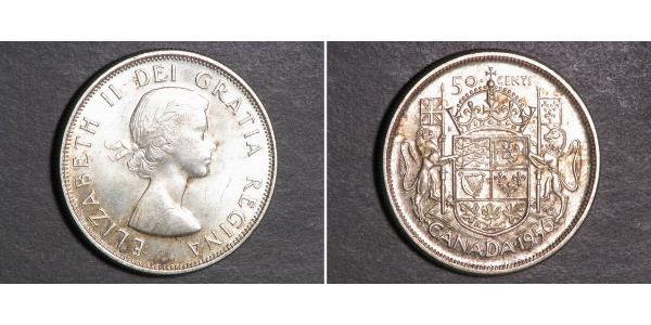 50 Цент Канада Серебро Елизавета II (1926-2022)