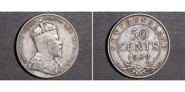 50 Цент Ньюфаундленд и Лабрадор Серебро Эдуард VII (1841-1910)
