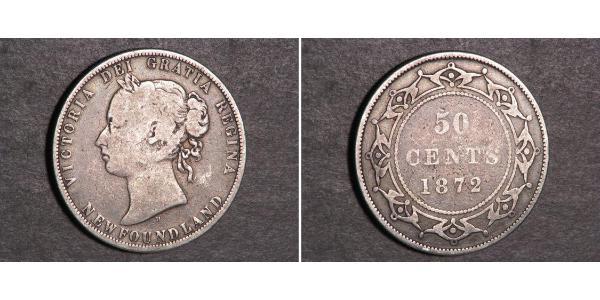 50 Цент Ньюфаундленд и Лабрадор Серебро Виктория (1819 - 1901)
