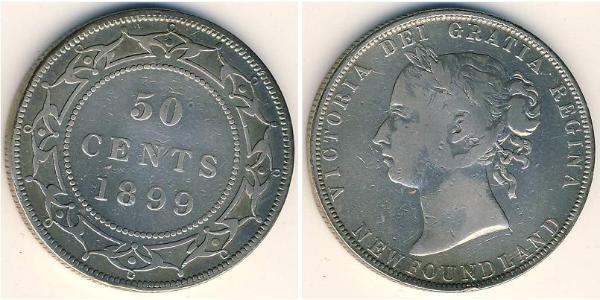 50 Цент Ньюфаундленд и Лабрадор Серебро Виктория (1819 - 1901)