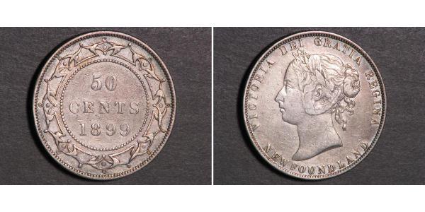 50 Цент Ньюфаундленд и Лабрадор Серебро Виктория (1819 - 1901)