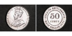 50 Цент Стрейтс-Сетлментс (1826 - 1946) Серебро Георг V (1865-1936)