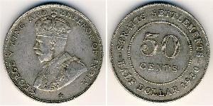 50 Цент Стрейтс-Сетлментс (1826 - 1946) Серебро Георг V (1865-1936)