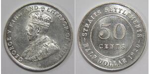 50 Цент Стрейтс-Сетлментс (1826 - 1946) Серебро Георг V (1865-1936)
