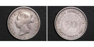 50 Цент Стрейтс-Сетлментс (1826 - 1946) Серебро Виктория (1819 - 1901)