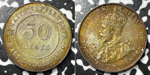 50 Цент Стрейтс-Сетлментс (1826 - 1946) Серебро Георг V (1865-1936)