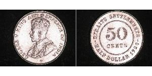 50 Цент Стрейтс-Сетлментс (1826 - 1946) Серебро Георг V (1865-1936)