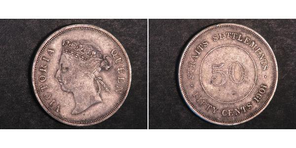 50 Цент Стрейтс-Сетлментс (1826 - 1946) Серебро Виктория (1819 - 1901)