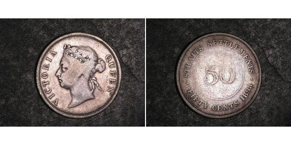 50 Цент Стрейтс-Сетлментс (1826 - 1946) Серебро Виктория (1819 - 1901)