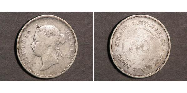 50 Цент Стрейтс-Сетлментс (1826 - 1946) Серебро Виктория (1819 - 1901)
