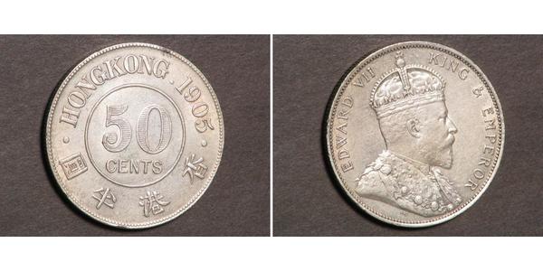 50 Цент Гонконг Срібло Едвард VII (1841-1910)