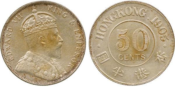 50 Цент Гонконг Срібло Едвард VII (1841-1910)