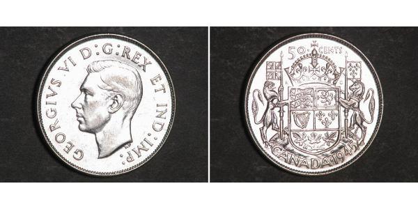 50 Цент Канада Срібло Георг VI (1895-1952)
