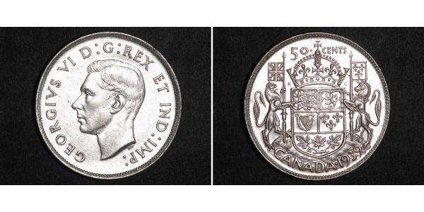 50 Цент Канада Срібло Георг VI (1895-1952)