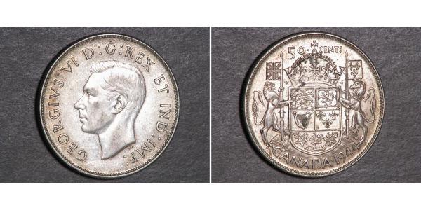 50 Цент Канада Срібло Георг VI (1895-1952)
